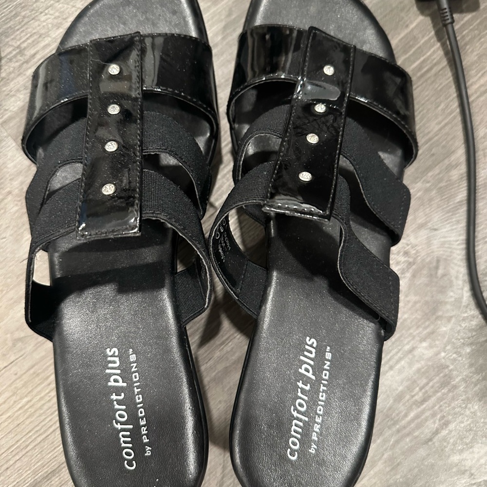 Comfort Plus by Predictions Black Studded Sandals